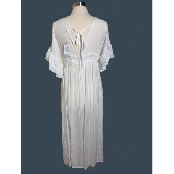 New Bohemian Long White Gauze Maxi Summer Dress - Picture 3 of 9